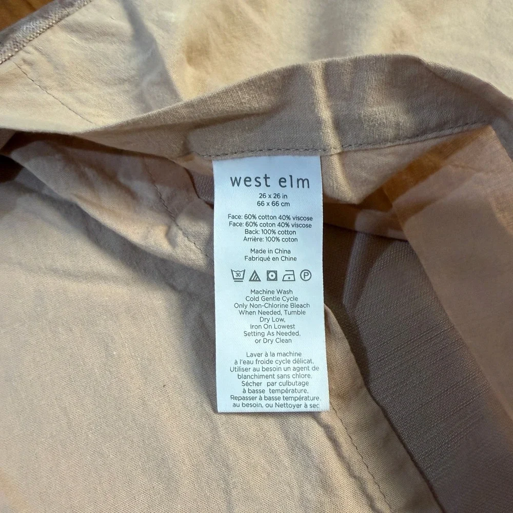 West Elm Pillow Euro Sham LOT OF 2 Velvet Pink Cotton Z4-29
